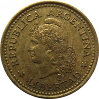 Argentina coin 10 Centavos (1970 - 1976) obverse obverse of 10 Centavos (1970 - 1976) coin with KM# 66 from Argentina. Inscription: REPUBLICA ARGENTINA *LIBERTAD*