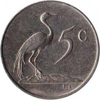 South Africa coin 5 Cents - The end of Balthazar Johannes Vorster's presidency (1982) reverse reverse of 5 Cents - The end of Balthazar Johannes Vorster's presidency (1982) coin with KM# 111 from South Africa. Inscription: 5C TS