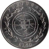 obverse of 2 1/2 Euro - 100th Anniversary of Fátima (2017) coin with KM# 874 from Portugal. Inscription: PORTUGAL INCM €2,50