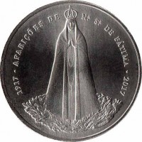 reverse of 2 1/2 Euro - 100th Anniversary of Fátima (2017) coin with KM# 874 from Portugal. Inscription: 1917 · APARIÇÕES DE Nª. Sª. DE FÁTIMA · 2017
