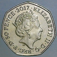 Copper-Nickel coin United Kingdom ELIZABETH II · D · G · REG · F · D · 50 PENCE · 2017 ·. JC.