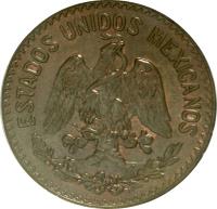 obverse of 10 Centavos (1919 - 1935) coin with KM# 430 from Mexico. Inscription: ESTADOS UNIDOS MEXICANOS