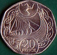 reverse of 20 Pence - Elizabeth II (2017) coin from Isle of Man. Inscription: 20 PENCE