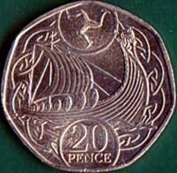 reverse of 20 Pence - Elizabeth II (2017) coin from Isle of Man. Inscription: 20 PENCE