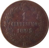 reverse of 1 Centesimo - Umberto I (1895 - 1900) coin with KM# 29 from Italy. Inscription: 1 CENTESIMO 1895 R