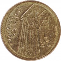 KM# 128 CITTA' DEL. VATICANO. L. 20. VEROI.