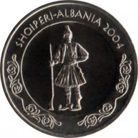 obverse of 50 Lekë (2004) coin with KM# 91 from Albania. Inscription: SHQIPERI-ALBANIA 2004