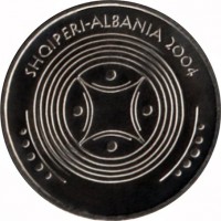 obverse of 50 Lekë - The Beauty of Durrës (2004) coin with KM# 90 from Albania. Inscription: SHQIPERI-ALBANIA 2004