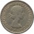 obverse of 6 Pence - Elizabeth II - With BRITT:OMN; 1'st Portrait (1953) coin with KM# 889 from United Kingdom. Inscription: + ELIZABETH II DEI GRATIA BRITT:OMN:REGINA
