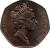obverse of 50 Pence - Elizabeth II - Larger; 3'rd Portrait (1985 - 1997) coin with KM# 940.1 from United Kingdom. Inscription: ELIZABETH II D · G · REG · F · D · 1997 RDM