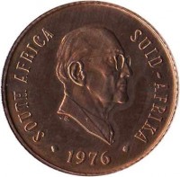 South Africa coin 2 cents - The End of Jacobus Johannes Fouche's Presidency (1976) obverse obverse of 2 cents - The End of Jacobus Johannes Fouche's Presidency (1976) coin with KM# 92 from South Africa. Inscription: SOUTH AFRICA SUID - AFRIKA · 1976 ·