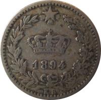 Italy coin 20 Centesimi - Umberto I (1894 - 1895) obverse obverse of 20 Centesimi - Umberto I (1894 - 1895) coin with KM# 28 from Italy. Inscription: 1894 R