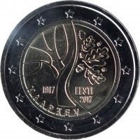 obverse of 2 Euro - Estonia’s Road to Independence (2017) coin from Estonia. Inscription: 1917 EESTI 2017 MAAPÄEV