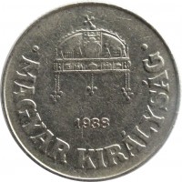 obverse of 50 Fillér - Miklós Horthy (1926 - 1940) coin with KM# 509 from Hungary. Inscription: 1938 . MAGYAR KIRÁLYSÁG .