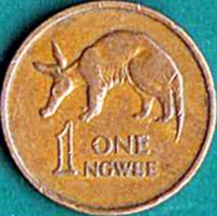 reverse of 1 Ngwee (1968 - 1978) coin with KM# 9 from Zambia. Inscription: 1 ONE NGWEE