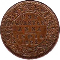 India coin 1/4 Anna - Victoria - reverse of 1/4 Anna - Victoria -
