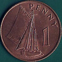 Gambia coin 1 Penny - Elizabeth II - 2'nd Portrait (1966) reverse reverse of 1 Penny - Elizabeth II - 2'nd Portrait (1966) coin with KM# 1 from Gambia. Inscription: PENNY 1