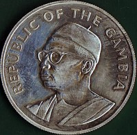 Gambia coin 10 Dalasis - 10 Years of Independence (1975) obverse obverse of 10 Dalasis - 10 Years of Independence (1975) coin with KM# 16 from Gambia. Inscription: REPUBLIC OF THE GAMBIA