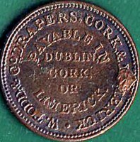 Ireland coin 1 Farthing - William IV (1834) obverse obverse of 1 Farthing - William IV (1834) coin from Ireland. Inscription: W. TODD & Co DRAPERS CORK & LIMERICK PAYABLE IN DUBLIN CORK OR LIMERICK