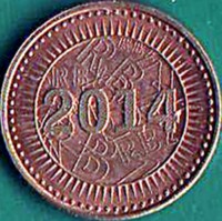 obverse of 1 Cent (2014) coin with KM# 16 from Zimbabwe. Inscription: RBZ 2014