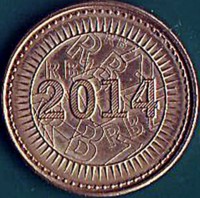 obverse of 5 Cents (2014) coin with KM# 17 from Zimbabwe. Inscription: RBZ 2014