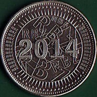 obverse of 25 Cents (2014) coin with KM# 19 from Zimbabwe. Inscription: 2014 RBZ