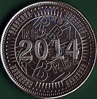 Zimbabwe coin 50 Cents (2014 - 2017) obverse obverse of 50 Cents (2014 - 2017) coin with KM# 20 from Zimbabwe. Inscription: 2014 RBZ