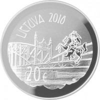 obverse of 20 Euro - 150th Birth Anniversary of Vilhelmas Storosta-Vydūnas (2018) coin from Lithuania. Inscription: LIETUVA 2018 20€