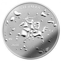 obverse of 5 Euro - Traditional Lithuanian Celebrations: Joninės (Rasos) (2018) coin with KM# 236 from Lithuania. Inscription: LIETUVA 5 € LMK 2018