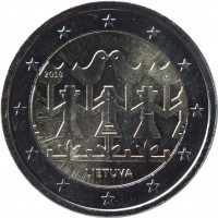 obverse of 2 Euro - Song and Dance Celebration (2018) coin from Lithuania. Inscription: 2018 LMK LIETUVA