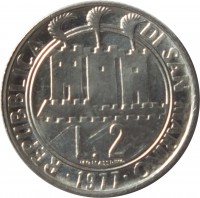 San Marino coin 2 Lire - FAO - Protection of Nature (1977) obverse obverse of 2 Lire - FAO - Protection of Nature (1977) coin with KM# 64 from San Marino. Inscription: REPUBBLICA DI SAN MARINO L. 2 · 1977 ·