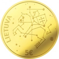 obverse of 5 Euro - Lithuanian Science: Technological Sciences (2018) coin from Lithuania. Inscription: LIETUVA 2018 5€