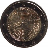 obverse of 2 Euro - Sutartinės: Lithuanian Multipart Songs (2019) coin from Lithuania. Inscription: LIETUVA SUTARTINĖS 2019