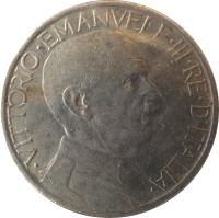 obverse of 2 Lire - Vittorio Emanuele III (1923 - 1935) coin with KM# 63 from Italy. Inscription: · VITTORIO · EMANVELE · III · RE · D'ITALIA ·