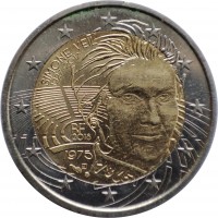 obverse of 2 Euro - Simone Veil (2018) coin from France. Inscription: SIMONE VEIL 1927-2017 RF 2018 1975 78651