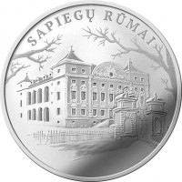 reverse of 20 Euro - Sapieha Palace - Lithuanian Castles and Manors (2019) coin from Lithuania. Inscription: SAPIEGŲ RŪMAI