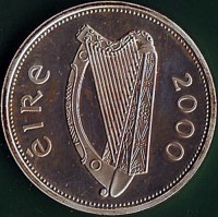 Ireland coin 1 Pound - Millennium - Piedfort (2000) obverse obverse of 1 Pound - Millennium - Piedfort (2000) coin with KM# P1 from Ireland. Inscription: éire 2000