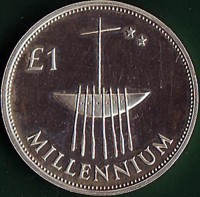 reverse of 1 Pound - Millennium - Piedfort (2000) coin with KM# P1 from Ireland. Inscription: £1 MILLENNIUM