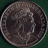 obverse of 10 Cents - Elizabeth II - 6th Portrait (2019 - 2020) coin from Australia. Inscription: ELIZABETH II AUSTRALIA 2019 JC