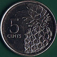 reverse of 5 Cents - Elizabeth II - Magnetic (2015 - 2016) coin with KM# 221 from Bahamas. Inscription: 5 CENTS