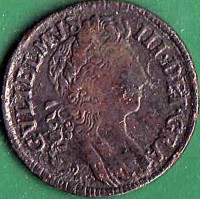 obverse of 1/2 Penny - William III (1696) coin from Ireland.