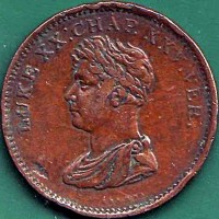 Ireland coin 1 Penny - George III (1818) obverse obverse of 1 Penny - George III (1818) coin from Ireland. Inscription: LUKE XX: CHAP. XXV. VER.