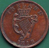 Ireland coin 1 Penny - George III (1818) reverse reverse of 1 Penny - George III (1818) coin from Ireland. Inscription: IRELAND 1818