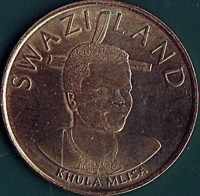 Swaziland coin 5 Emalangeni - Mswati III - 50 Years of Independence. (2018) obverse obverse of 5 Emalangeni - Mswati III - 50 Years of Independence. (2018) coin from Swaziland. Inscription: SWAZILAND KHULA MLISA