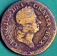 obverse of 1/2 Penny - George I (1722) coin with KM# 2 from United States.