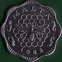 obverse of 3 Mils - 10 Years of Decimal Currency in Malta (1982) coin with KM# 55 from Malta. Inscription: MALTA 1982