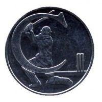 United Kingdom coin 10 Pence - Elizabeth II - Letter C - Cricket - 5'th Portrait (2018 - 2019) reverse reverse of 10 Pence - Elizabeth II - Letter C - Cricket - 5'th Portrait (2018 - 2019) coin from United Kingdom. Inscription: C