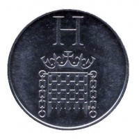 reverse of 10 Pence - Elizabeth II - Letter H - Houses of Parliament - 5'th Portrait (2018 - 2019) coin from United Kingdom. Inscription: H