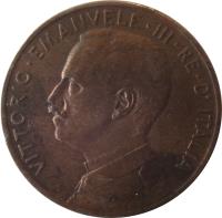 obverse of 5 Centesimi - Vittorio Emanuele III (1908 - 1918) coin with KM# 42 from Italy. Inscription: VITTORIO · EMANUELE · III · RE · D'ITALIA