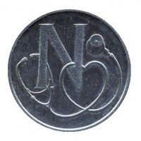 reverse of 10 Pence - Elizabeth II - Letter N - NHS - 5'th Portrait (2018 - 2019) coin from United Kingdom. Inscription: N
